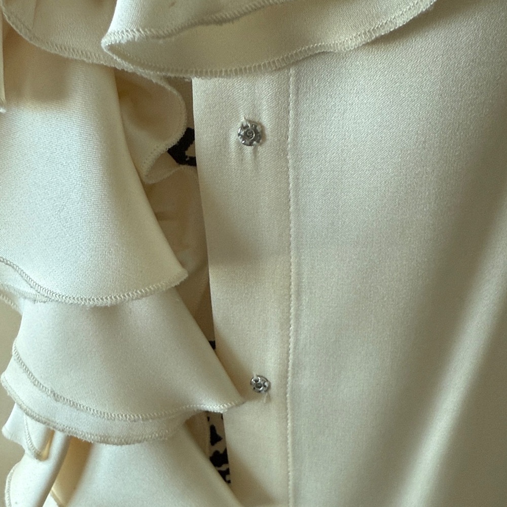Tory Burch Ivory Silk Charmeuse Ruffled Blouse - Picture 8 of 8